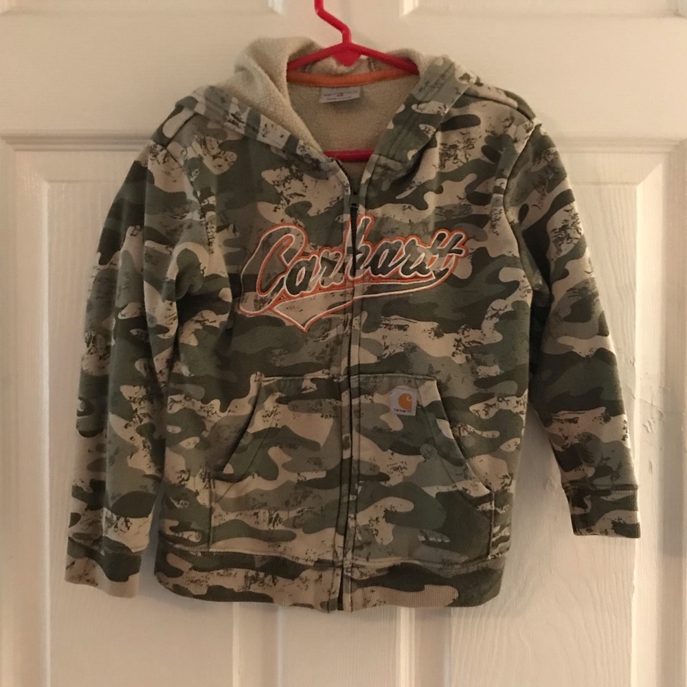 Boys Camo Carhartt Zip Up Jacket
